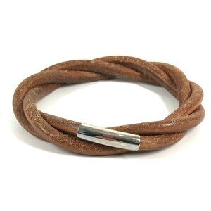 Hermes Bracelet Tornado Leather Brown X